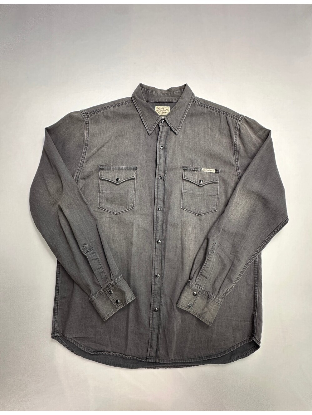 Lucky Brand Men's Large Gray Western Snap Shirt